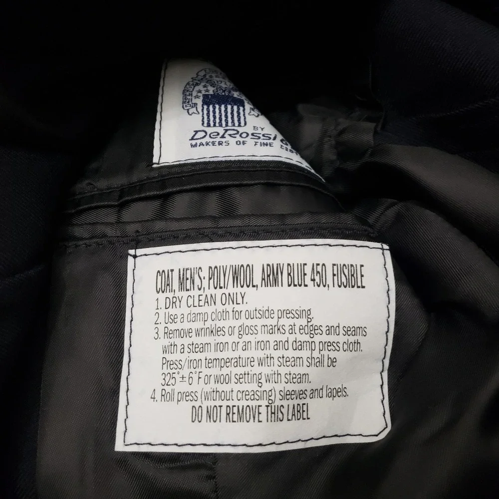 De Rossi & Son Army Coat Men 42L Blue Wool Blend Military Uniform NWT